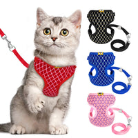 Nylon Mesh Vest Cat Harnesses with Leash Set-Pet Collars & Harnesses-Golonzo