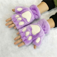 Cute Cat Paw Fluffy Claw - Fingerless Gloves Winter Wear-Gloves & Mittens-Golonzo