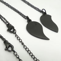 Stainless Steel Two Halves Heart Necklace Simple Black Choker Heart Pendant Fashion Chain Couple-Pendant Necklaces-Golonzo