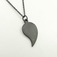 Stainless Steel Two Halves Heart Necklace Simple Black Choker Heart Pendant Fashion Chain Couple-Pendant Necklaces-Golonzo