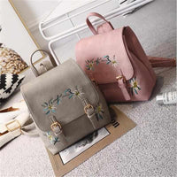 Women Leather Small Backpacks - Small Floral School bags for Girls-Backpacks-Golonzo