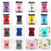 Hand Made Teddy Rose Bear With Box Artificial 25cm-Artificial flower-Golonzo