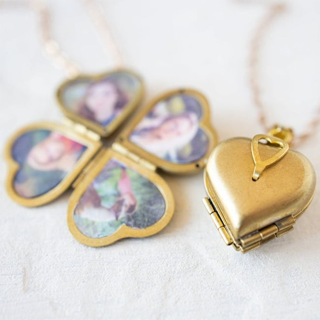 Diy Jewelry Vintage Heart Shaped 4 layer Photo Locket-Necklace-Golonzo