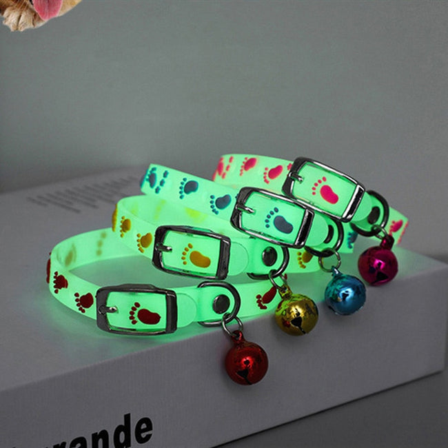 Dogs & Cats Collar with Glowing Bells Glow At Night Collar Necklace Pet Chain Light Luminous-Dog Supplies-Golonzo