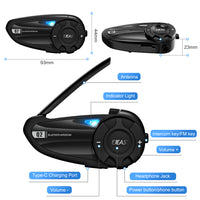 Motorcycle Intercom Bluetooth 5.1 Wireless 2 Riders-Motorcycle Helmet Parts & Accessories-Golonzo