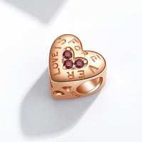 Sterling Silver Beads Rose Gold Color Love Heart Charms - Love For Ever Edition-Charms & Pendants-Golonzo