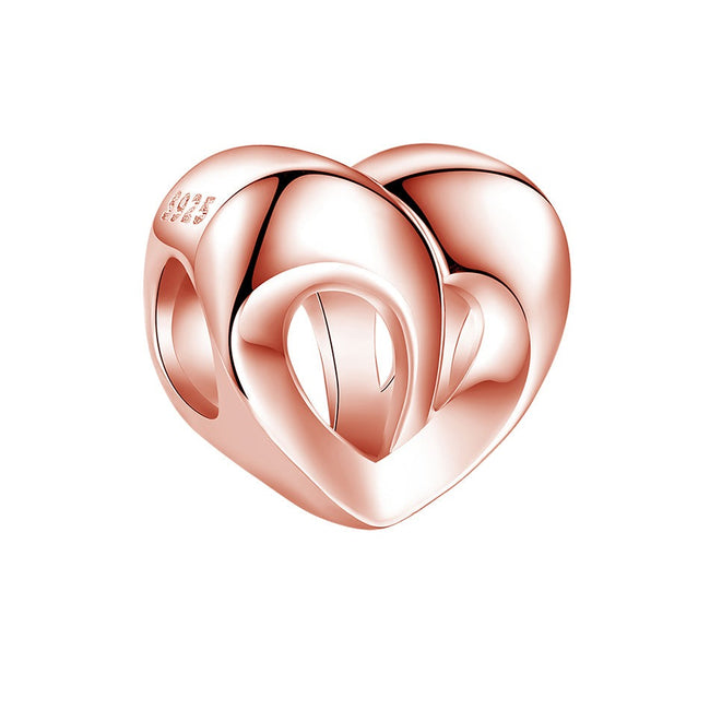 Sterling Silver Rose Gold Heart Charm for DIY Jewelry Making-Charms & Pendants-Golonzo