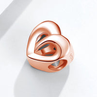 Sterling Silver Rose Gold Heart Charm for DIY Jewelry Making-Charms & Pendants-Golonzo
