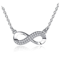Sterling Silver Crystal Infinity Pendant Necklace-Necklaces-Golonzo