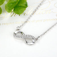 Sterling Silver Crystal Infinity Pendant Necklace-Necklaces-Golonzo