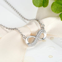 Sterling Silver Crystal Infinity Pendant Necklace-Necklaces-Golonzo