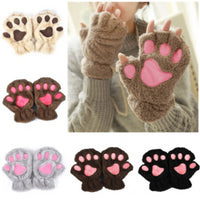 Fashion Girls Lovely Cat Claw Paw Plush Mittens-Gloves & Mittens-Golonzo