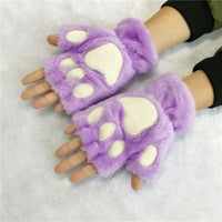 Fashion Girls Lovely Cat Claw Paw Plush Mittens-Gloves & Mittens-Golonzo