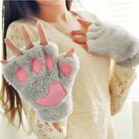 Fashion Girls Lovely Cat Claw Paw Plush Mittens-Gloves & Mittens-Golonzo