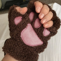 Fashion Girls Lovely Cat Claw Paw Plush Mittens-Gloves & Mittens-Golonzo