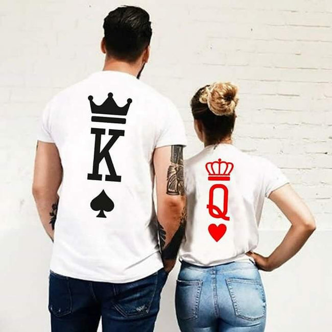 Fashion King Queen Heart Couple Tshirts-Shirts and Tops-Golonzo