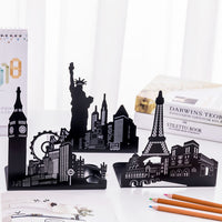 Ferris Wheel / Eiffel Tower / Statue of Liberty Metal Book Ends, Novelty Vintage Black Bookend-bookcase-Golonzo