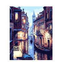 Frameless Venice Night Landscape DIY Digital Oil Painting-Paint-Golonzo
