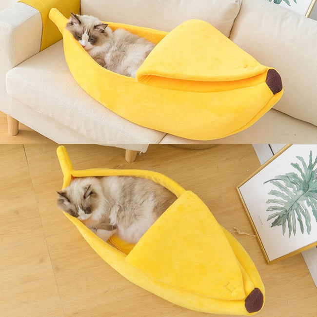 Banana Cat Bed House Cute Cozy Cat Mat Beds Warm-Cat Supplies-Golonzo