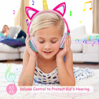 Funny Kids Headphone Led Light Unicorn Wired Headphones-Headphones and Headset-Golonzo