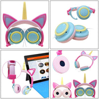 Funny Kids Headphone Led Light Unicorn Wired Headphones-Headphones and Headset-Golonzo