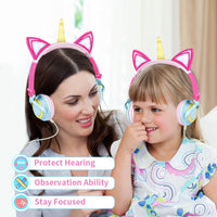 Funny Kids Headphone Led Light Unicorn Wired Headphones-Headphones and Headset-Golonzo