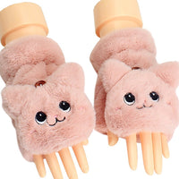 Soft Warm Rabbit Fur Knit Mittens Fingerless Gloves-Gloves & Mittens-Golonzo