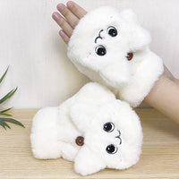 Soft Warm Rabbit Fur Knit Mittens Fingerless Gloves-Gloves & Mittens-Golonzo