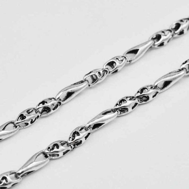 Genuine 925 Sterling Silver 5mm Hollow Engraving Design Chain Necklace - Vintage Necklace-Necklace-Golonzo