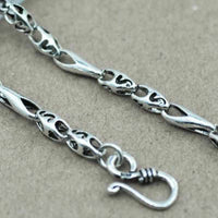 Genuine 925 Sterling Silver 5mm Hollow Engraving Design Chain Necklace - Vintage Necklace-Necklace-Golonzo