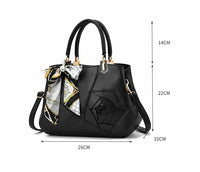 Luxury Scarves PU Leather Flowers Tote Handbags-Handbags-Golonzo