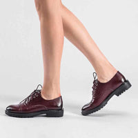 Red Vintage Flat Oxford Shoes British Style-Women Shoes-Golonzo