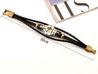 BLACK GALLSTONE ZODIAC SIGNS LEATHER BRACELET-Bracelet-Golonzo
