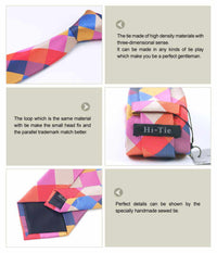 Novelty Tie Hanky Cufflinks Sets Men's 100% Silk Ties for men Formal Wedding Party-Neckties-Golonzo