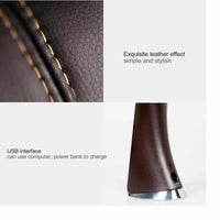 LED Business Desk Lamp - Leather Texture Folding Reading Table Lamp With Alarm Clock/Calendar LCD Display-Desk Lamps-Golonzo