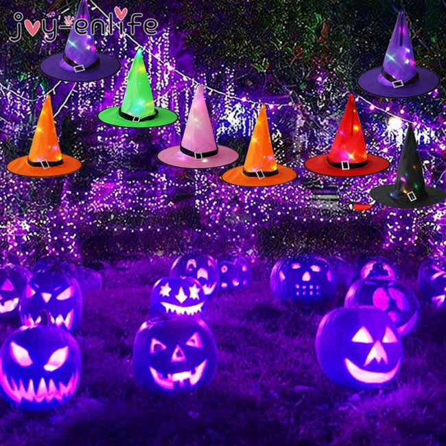 LED Glowing Lights Witch Hats Halloween Costume Props Halloween Outdoor-Party Decorations-Golonzo
