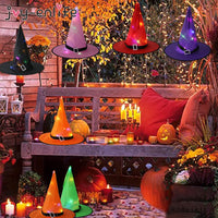 LED Glowing Lights Witch Hats Halloween Costume Props Halloween Outdoor-Party Decorations-Golonzo