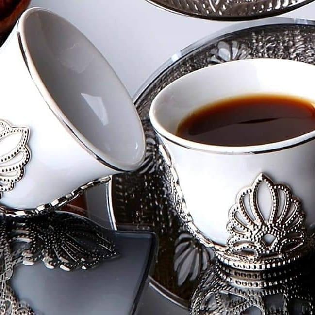 Handmade Authentic Gold Silver Arabic Turkish Tea Cups-Coffee and Tea Cups-Golonzo