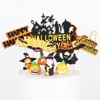 Happy Halloween Cake Topper Pumpkin Ghost Bat Witch Ghost Castle Black Cat Horror-Party Decorations-Golonzo
