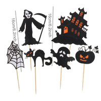 Happy Halloween Cake Topper Pumpkin Ghost Bat Witch Ghost Castle Black Cat Horror-Party Decorations-Golonzo