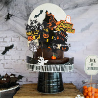 Happy Halloween Cake Topper Pumpkin Ghost Bat Witch Ghost Castle Black Cat Horror-Party Decorations-Golonzo