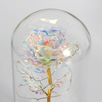 Eternal Rose - 24K Gold Foil Flower With Fairy String Lights In Dome-Artificial Flora-Golonzo