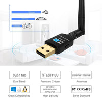 Usb Wifi Adapter 5.8ghz+2.4ghz Usb Wifi Receiver-USB Adapters-Golonzo
