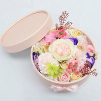 Hug Bucket Round Paper Box +Rose Soap Flower Packing Set-Artificial Flora-Golonzo