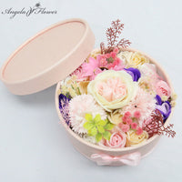 Hug Bucket Round Paper Box +Rose Soap Flower Packing Set-Golonzo