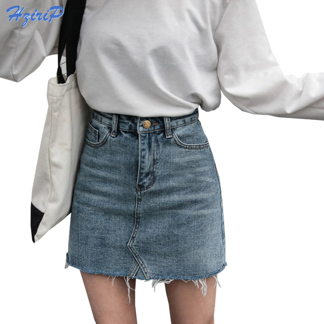 High Waist Casual Jeans Skirts - Womens Pockets Denim Skirt-Skirts-Golonzo