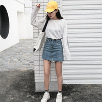 High Waist Casual Jeans Skirts - Womens Pockets Denim Skirt-Skirts-Golonzo