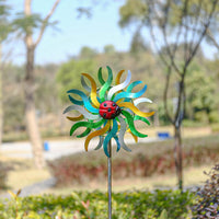 Iron Art Craft Outdoor 3D Wind Spinner Reflective Painting and Rustless Windmill-Garden-Golonzo