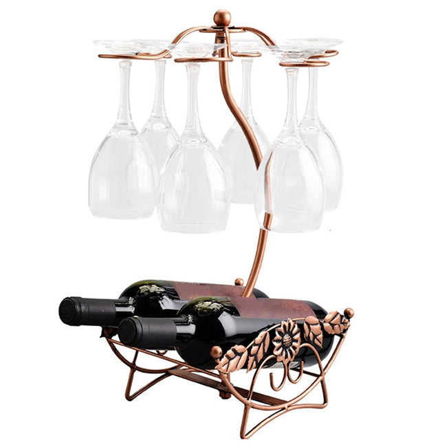 Iron Wire Maple Leaf Hollow Wine Rack Stand Hanging Drinking Glasses-Wine Racks-Golonzo