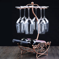 Iron Wire Maple Leaf Hollow Wine Rack Stand Hanging Drinking Glasses-Wine Racks-Golonzo